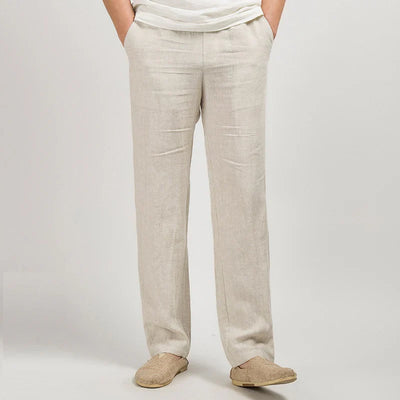 Jacquard Straight Linen Pants