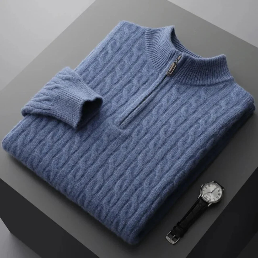 Deneb Cashmere Knit Half-Zip Sweater