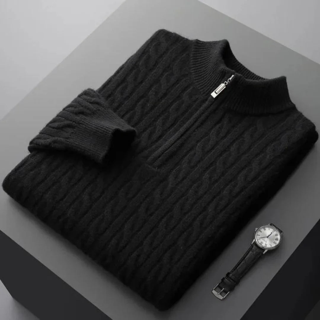 Deneb Cashmere Knit Half-Zip Sweater
