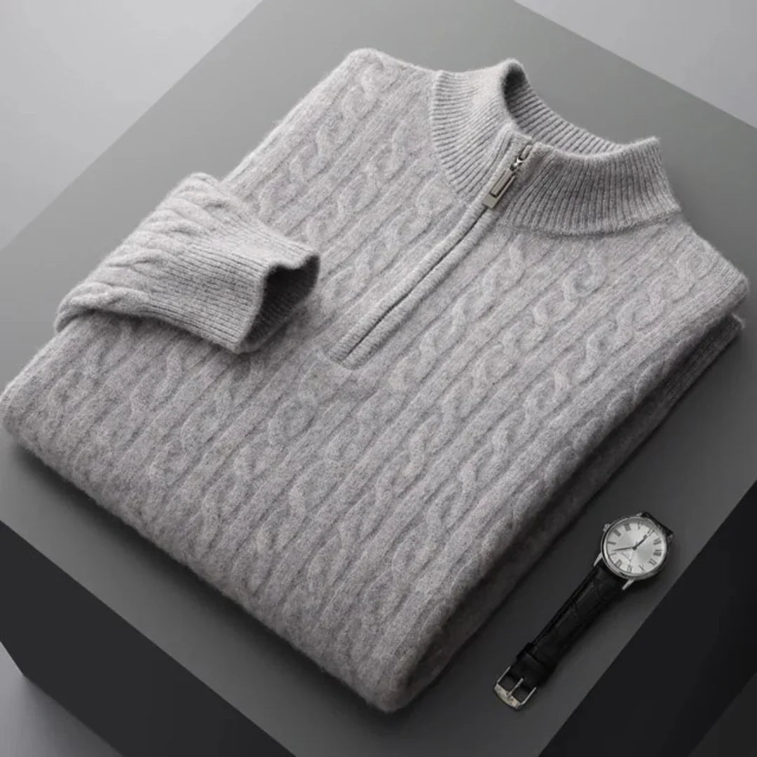 Deneb Cashmere Knit Half-Zip Sweater