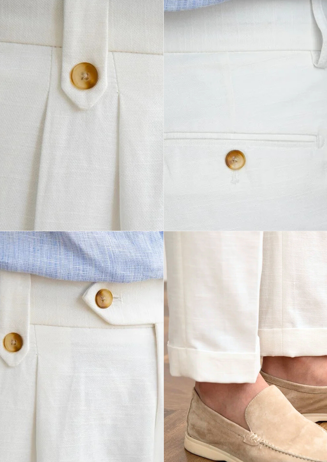 White Napoli Pleated Coastal Pants