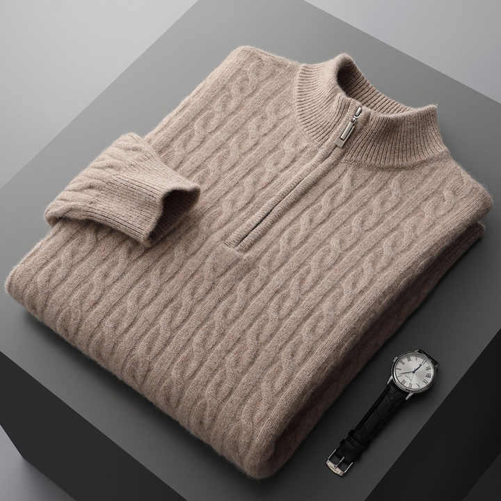 Deneb Cashmere Knit Half-Zip Sweater