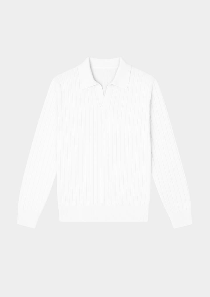 White Ribbed Polo