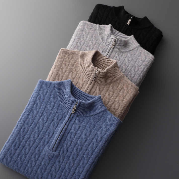Deneb Cashmere Knit Half-Zip Sweater