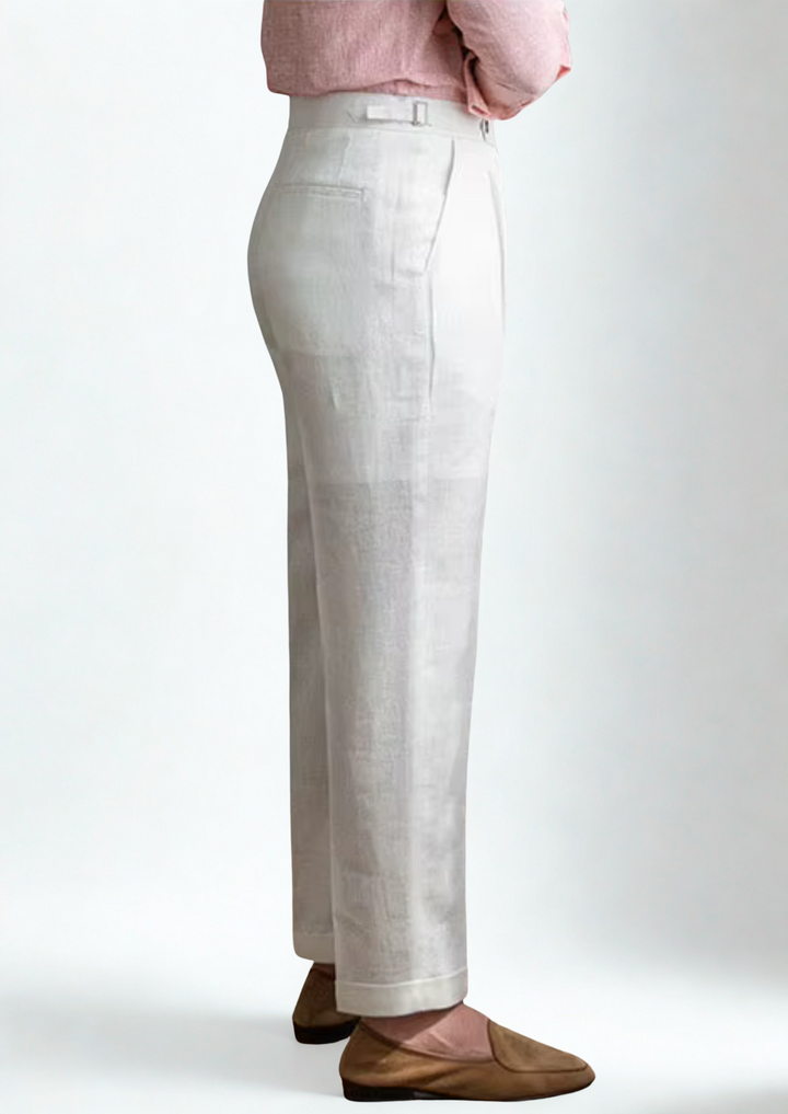 White Tuscany Pleated Coastal Pants