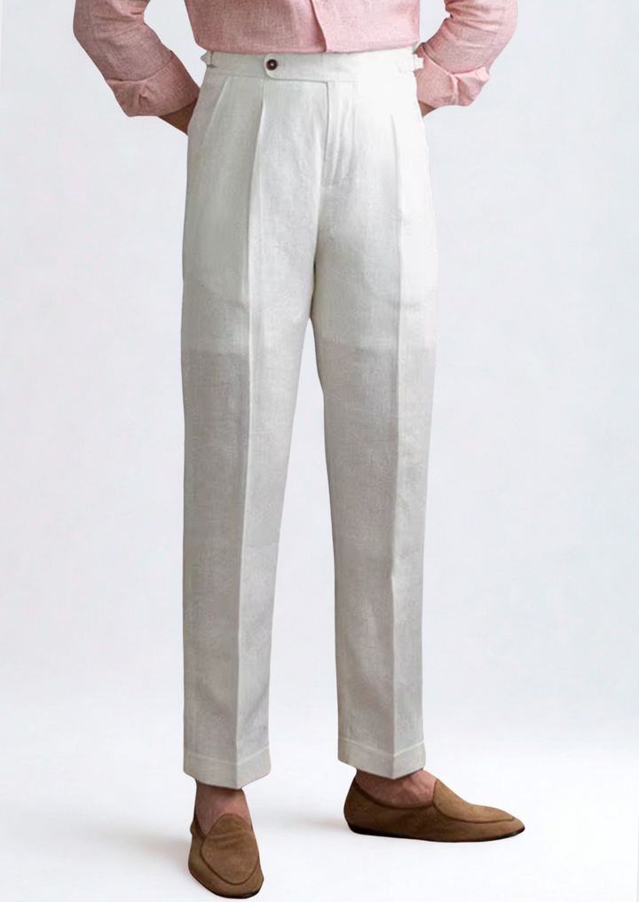 White Tuscany Pleated Coastal Pants