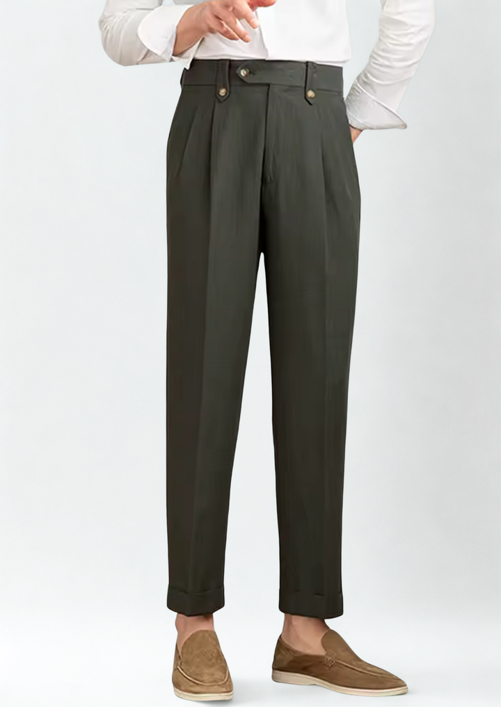 Olive Capri Pleated Trousers