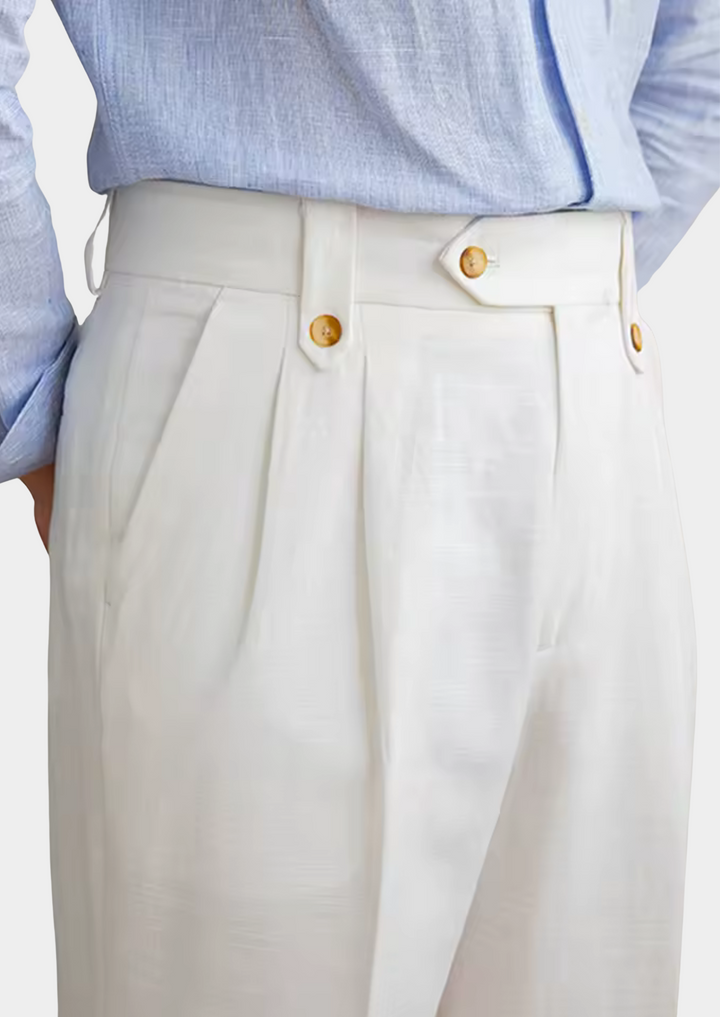 White Napoli Pleated Coastal Pants
