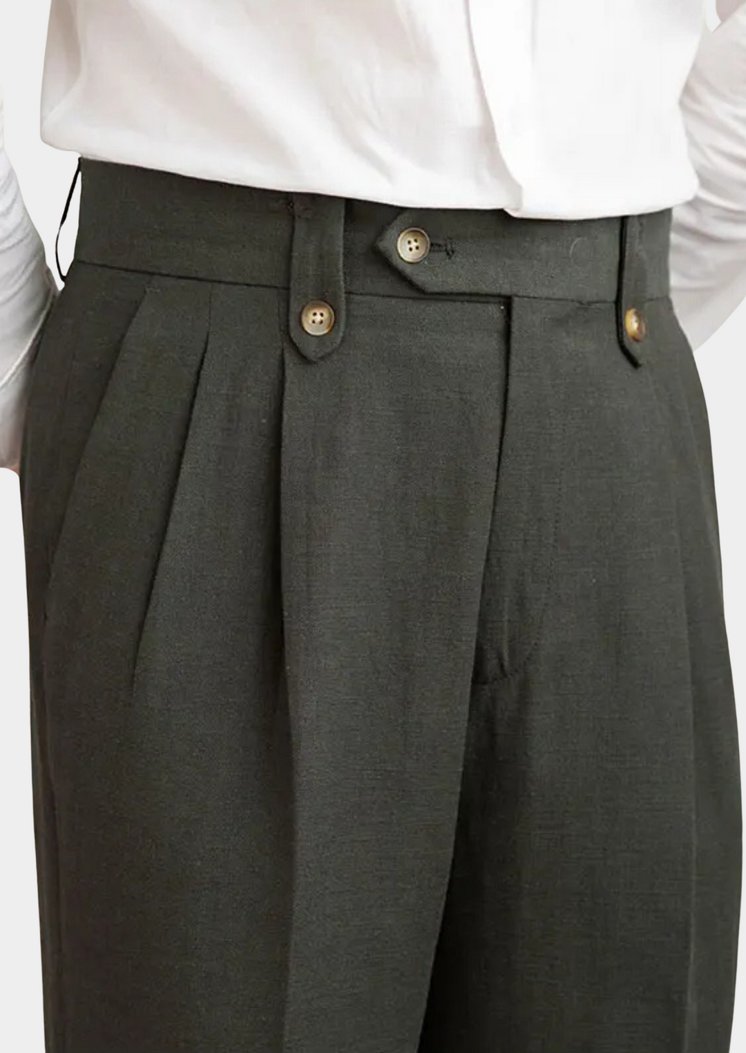 Olive Capri Pleated Trousers