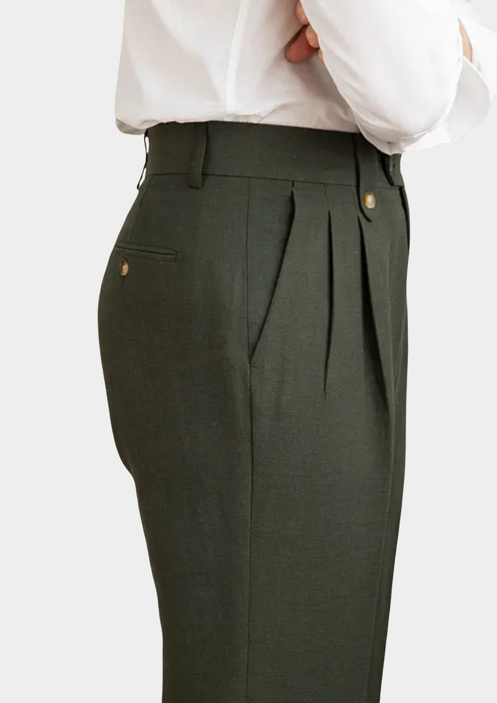 Olive Capri Pleated Trousers
