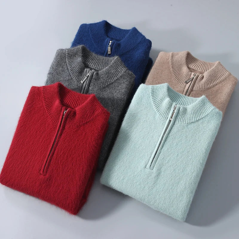 Geneva Cashmere Zip-Up Sweater