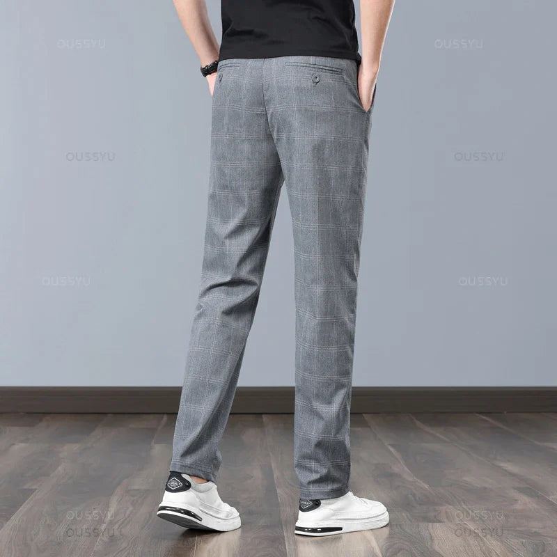 Stretchy Checked Trousers