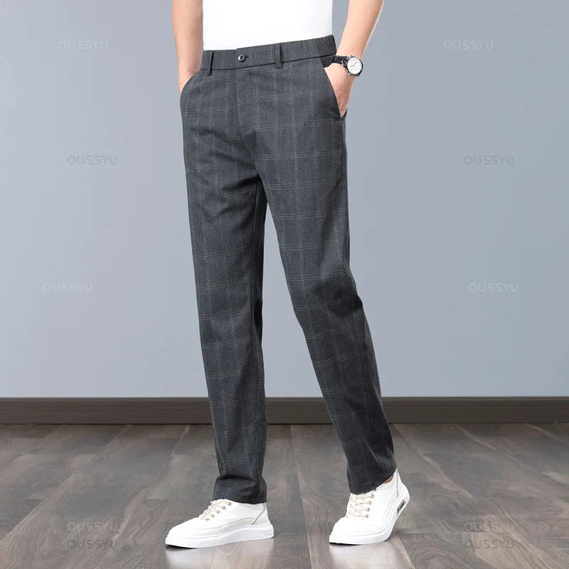 Stretchy Checked Trousers