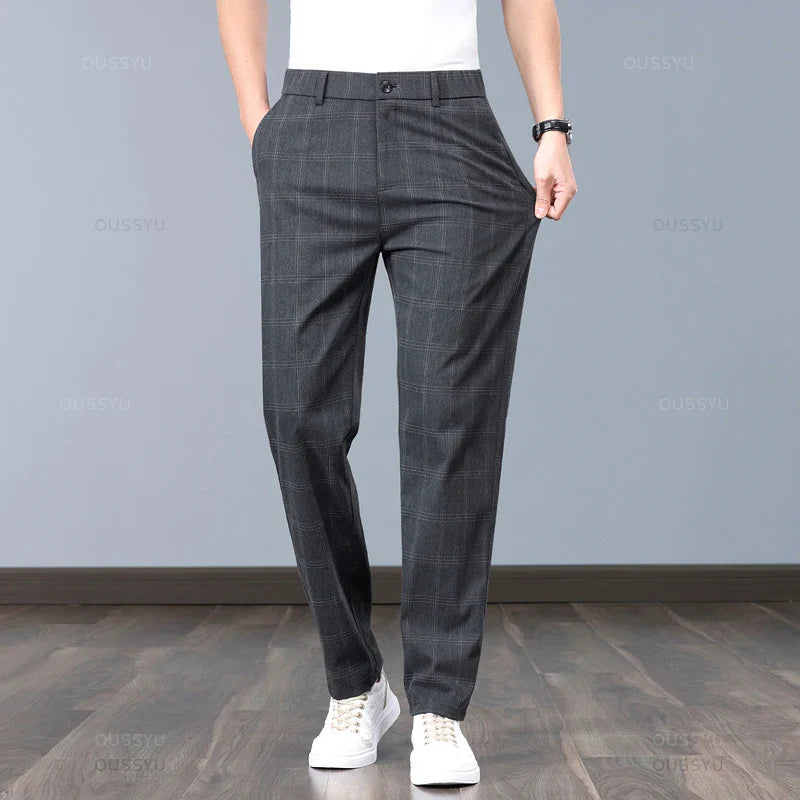 Stretchy Checked Trousers