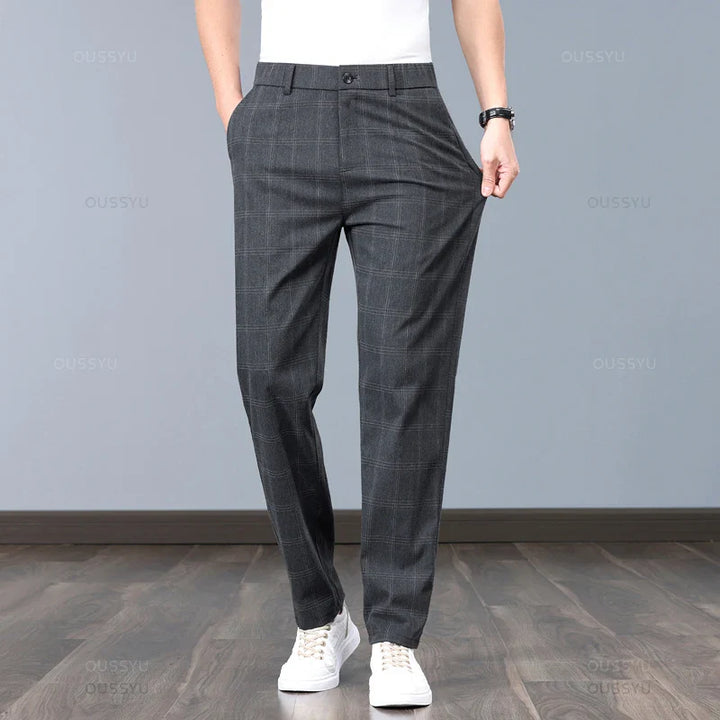 Stretchy Checked Trousers