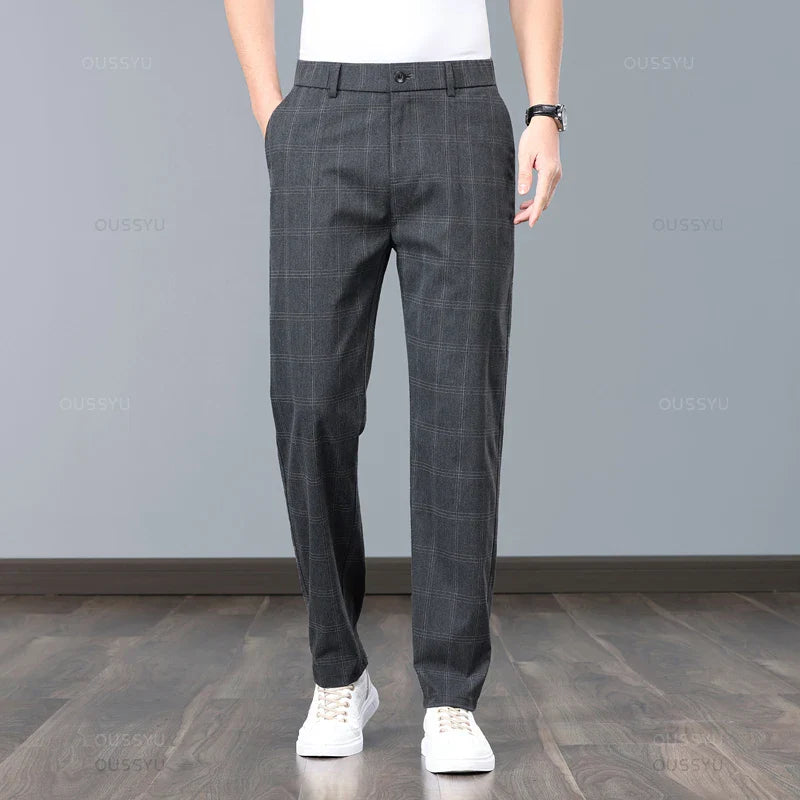 Stretchy Checked Trousers